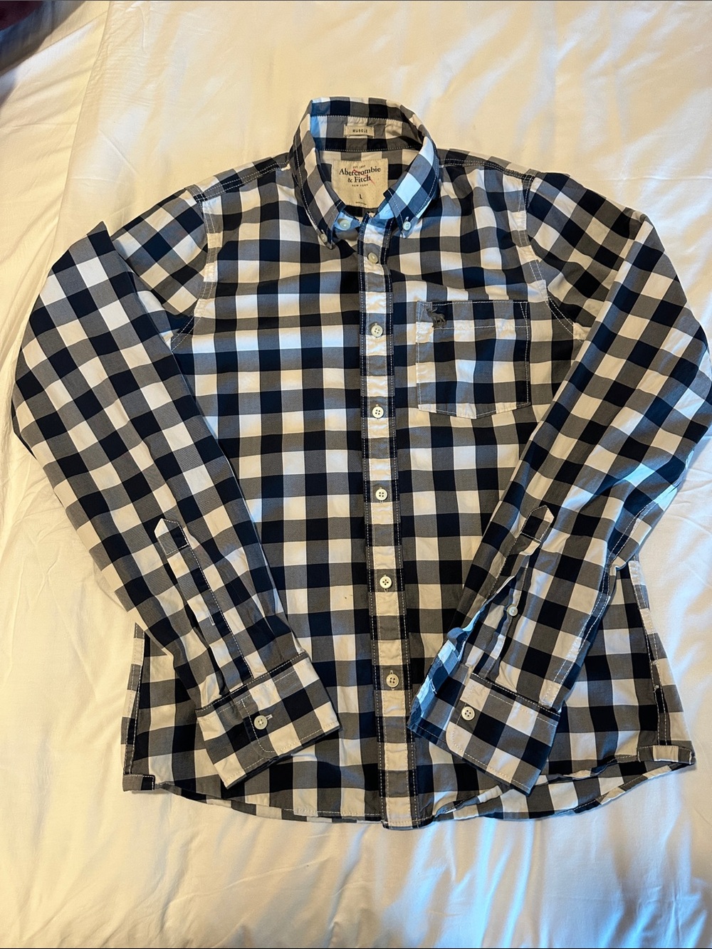 Abercrombie & Fitch Black and White Gingham Button-Down Shirt